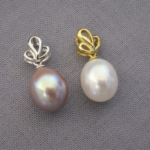 Genuine Pearl Pendant, Bridal Pearl Pendant 925 Sterling Silver OR Gold,Gorgeous Natural Pearl Pendant (Chain Not Included) (NK-3030/NF258)