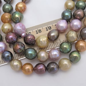 10-12mm Full Strand Multi Color Irregular Baroque Pearl Beads,High Luster Limited Genuine Cultured Baroque Edison Freshwater Pearls(BQ-670)