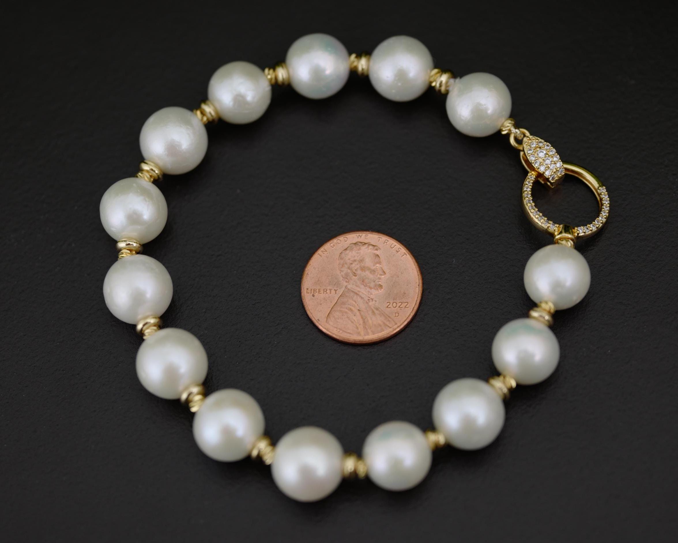 10-12mm Natural Baroque Pearl Bracelet, High Lustrous