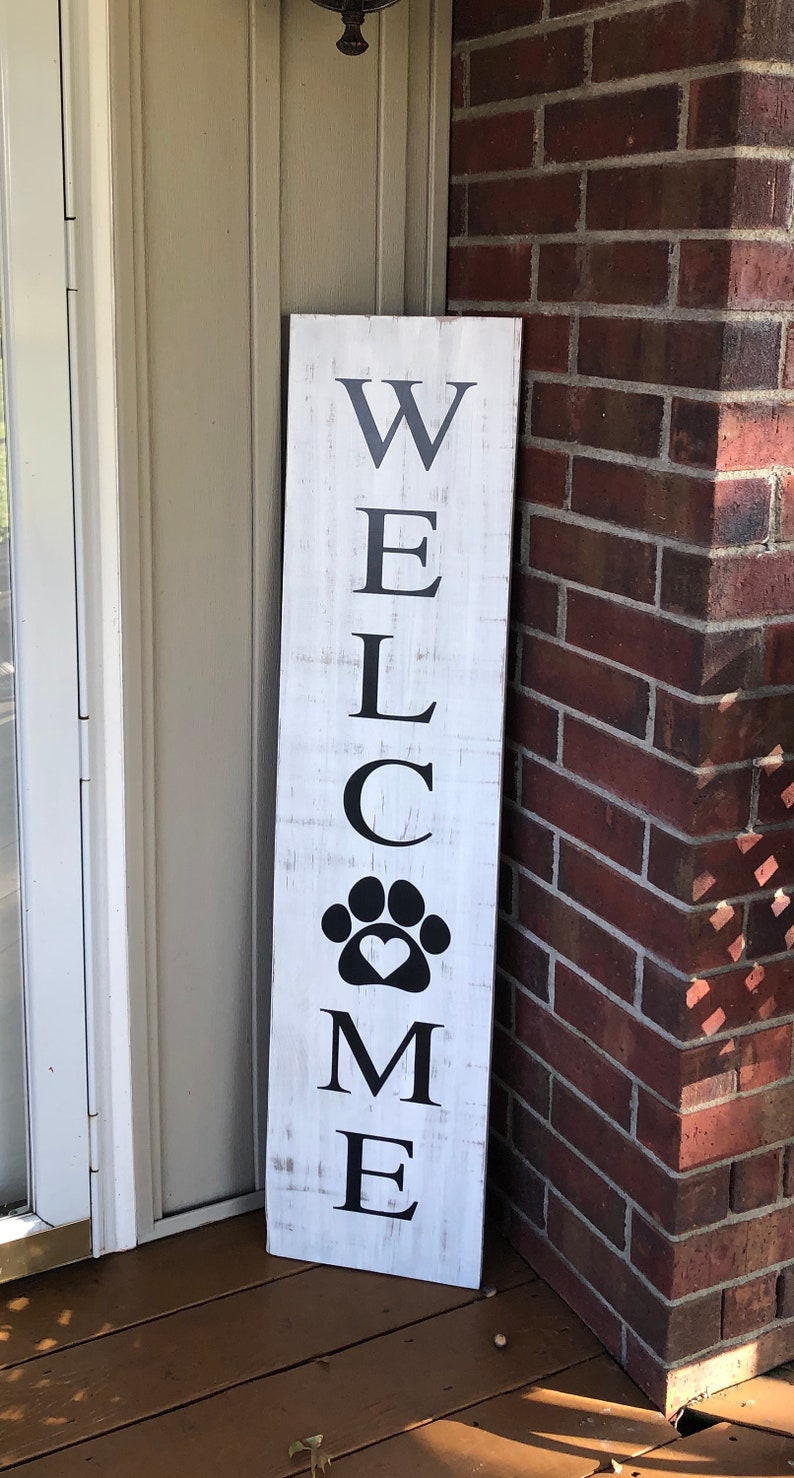 Front Porch Sign with dog paw Paw Print Sign Paw Etsy