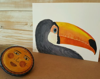 Toucan Watercolor Print, Fine Art Paper Inkjet Print, 8.5 X 11 Art, Exotic Bird, Bird Lover Present