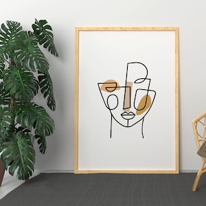 One Line Face Art Print, Single Line Abstrakte Portrait Kunst, Minimal Zeichnung Wandkunst, Kontinuierliche Line Art Gesicht Poster, Modernes Gesicht Poster