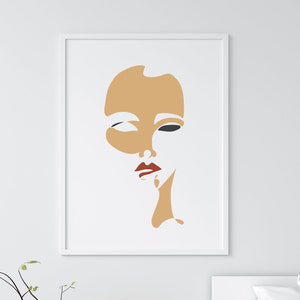 Abstract Woman Face Art Print: Minimalist Scandinavian Decor (Digital Download)