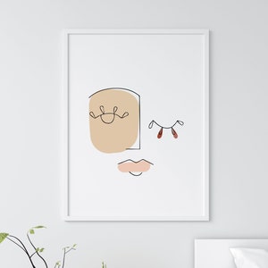 Abstract Face Wall Art, Large Wall Art Print, Contemporary Art, Neutral Colors, Abstract Expressionist Art, Minimal Wall Art, Printable Art