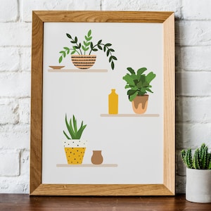 Minimalist Plants Wall Art, Printable Potted Plant Poster, Scandinavian Art, Botanical Print, Living Room Wall Art, Modern Planter Print Art
