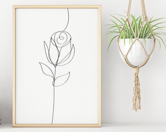 Minimalist Rose Line Art Print: Abstract Floral Illustration (Digital Download)