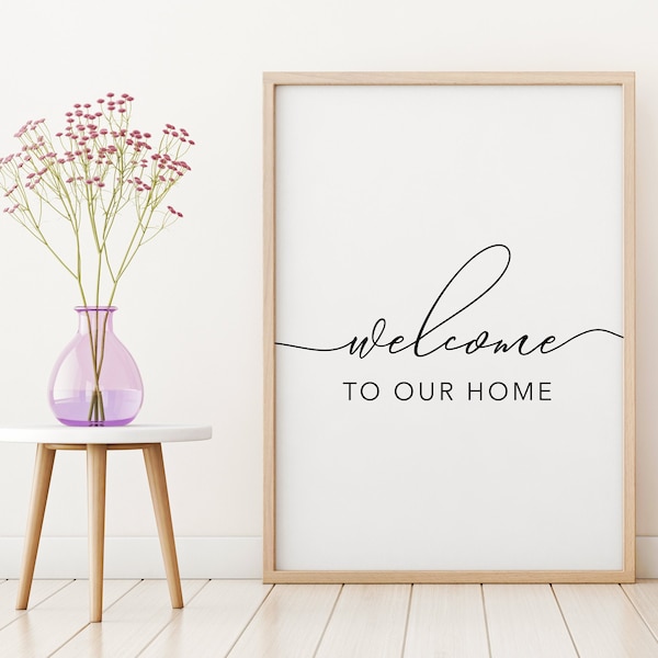 Welcome To Our Home Printable Poster, Entryway Wall Print, Black and White Wall Art, Entry Room Wall Decor, Modern Wall Decor, Digital Print