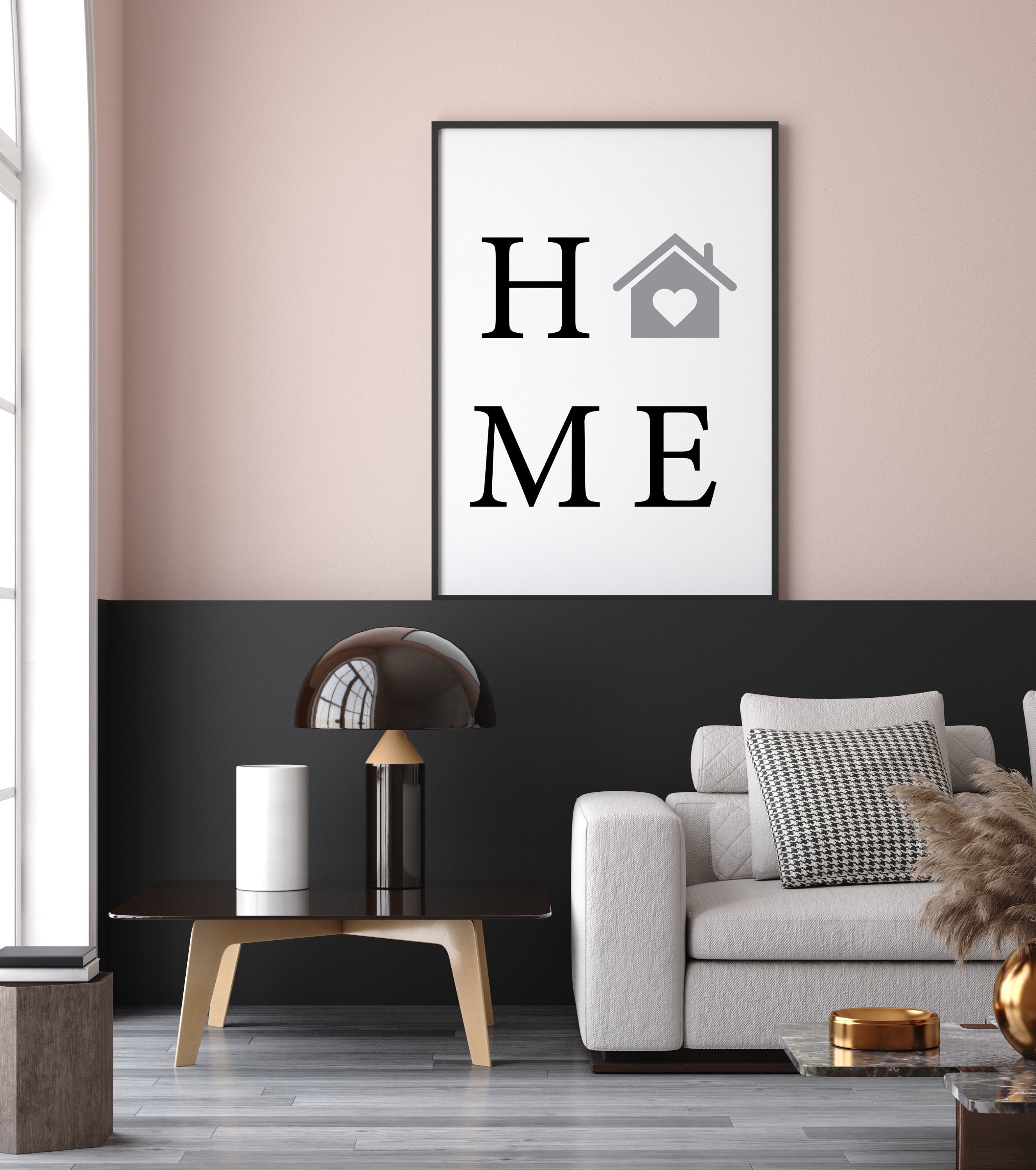 Home Sign Printable Black and White Wall Decor House Symbol | Etsy