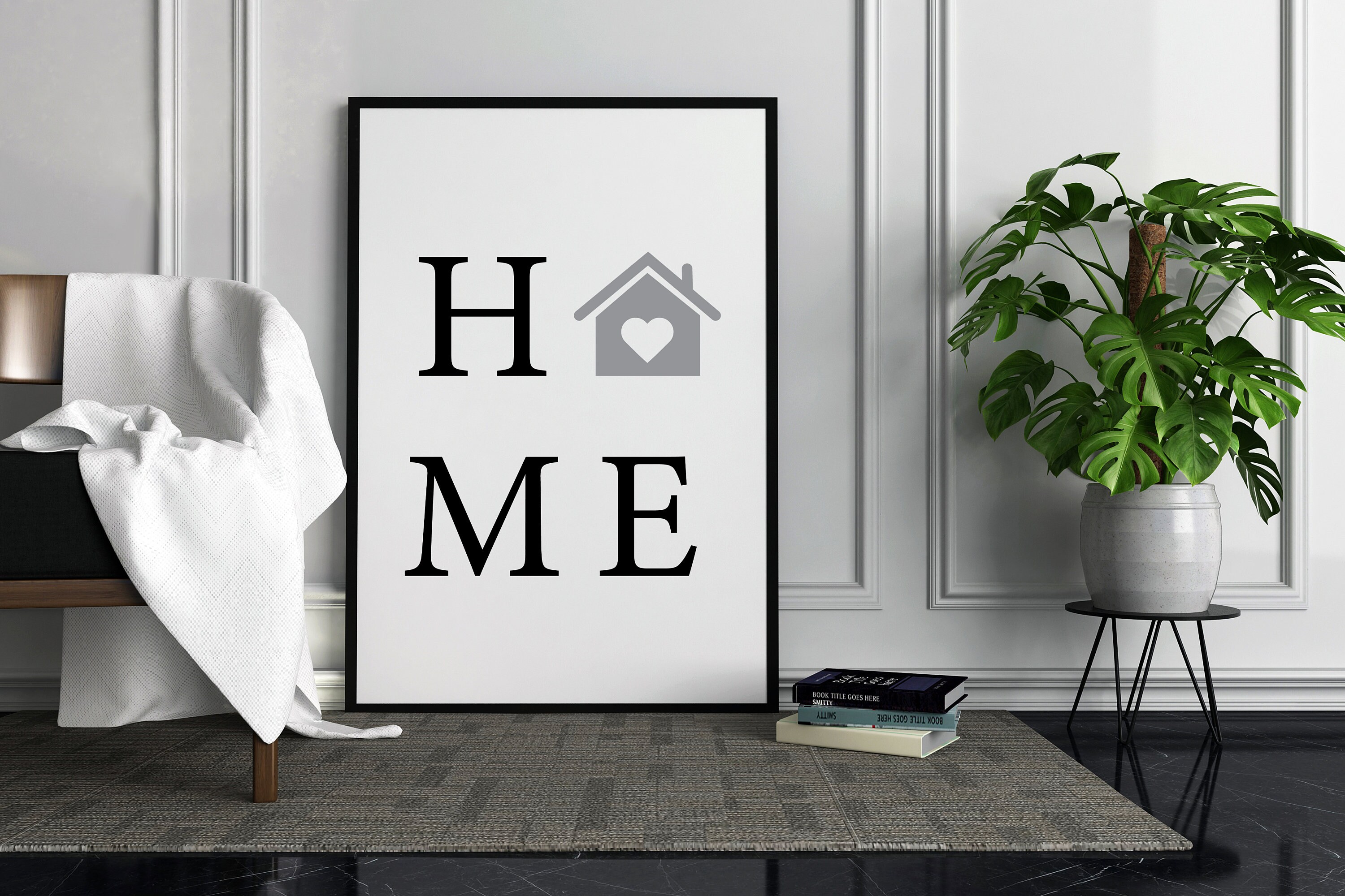 Home Sign Printable Black and White Wall Decor House Symbol | Etsy