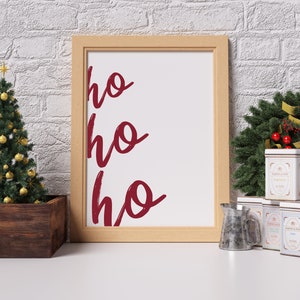 Ho Ho Ho Printable Sign, Christmas Poster, Holiday Decoration, Red ...