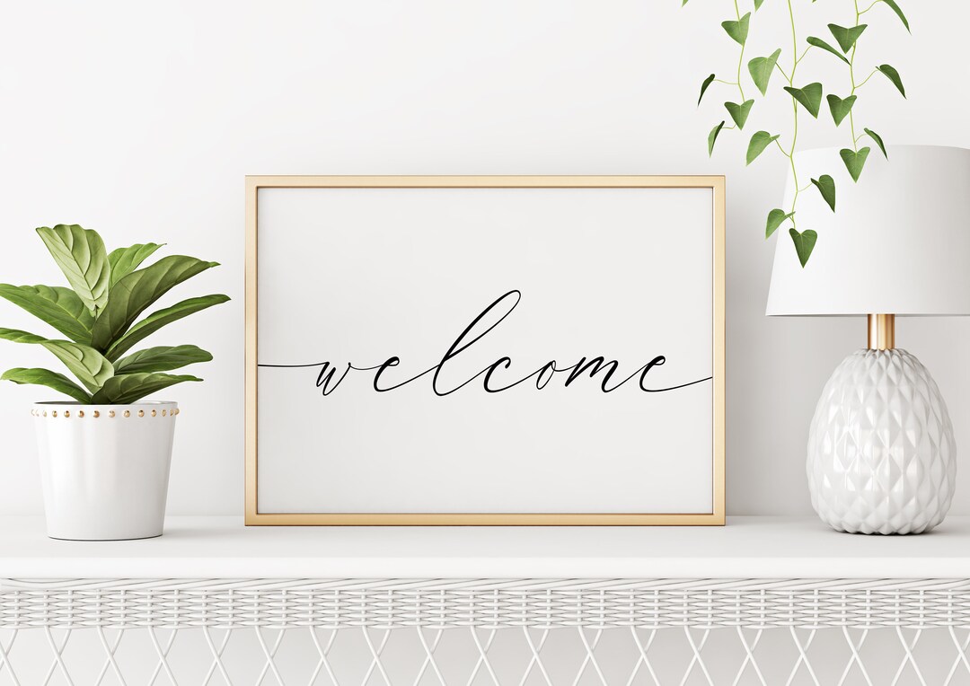 Room. Welcome Sign Paper Welcome Printable Sign, Entryway Wall Print, Black and White Wall Art ...