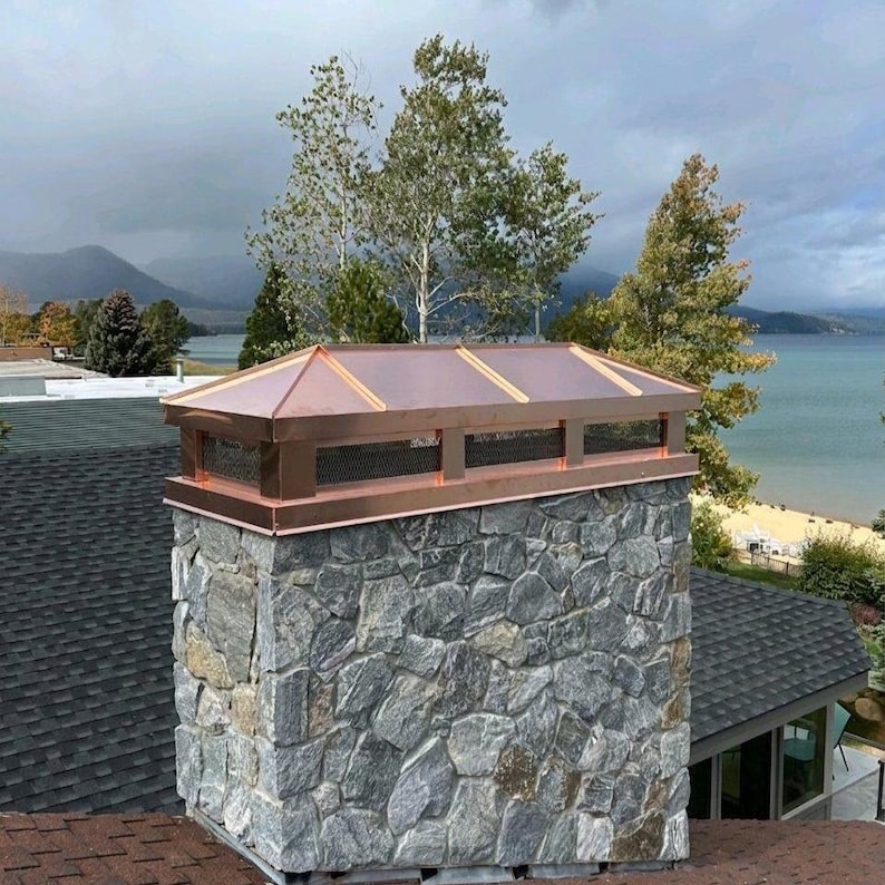Custom Copper Hip & Ridge Chimney Cap | 16oz Copper | Any Size | Hand ...