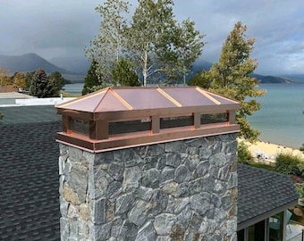 Custom Copper Hip & Ridge Chimney Cap | 16oz Copper | Any Size | Hand-Fabricated