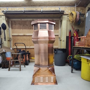 Copper Chimney Pot – Classic Design, 20x20x48, Riveted 16oz Copper, Any Size