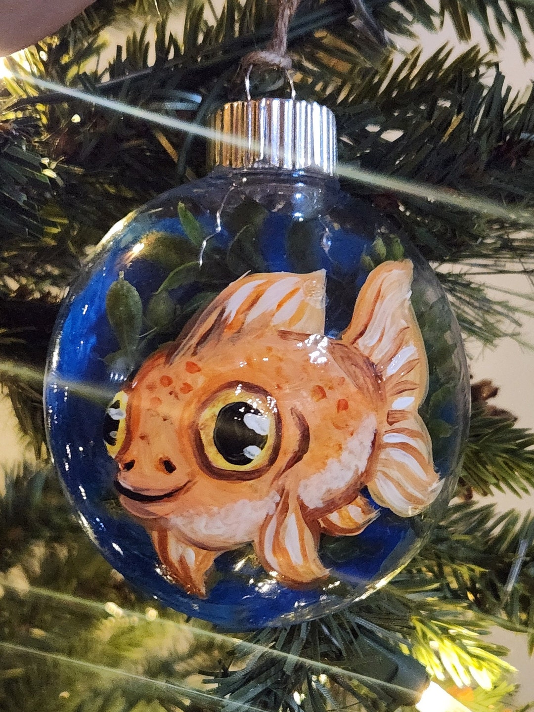 GOLDFISH Ornament Hand-painted, Shatterproof - Etsy - Hard-Medinese Ornah Ornament Ideas Goldfish