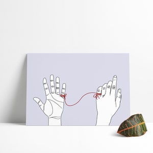 Red String of Fate, Invisible String Digital Print - Purple Background