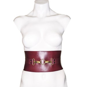 Leather Obi Waist Belt dark red