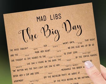 Wedding Libs game printable Rustic funny marriage Mad Libs story The Big Day Instant download PDF JPEG