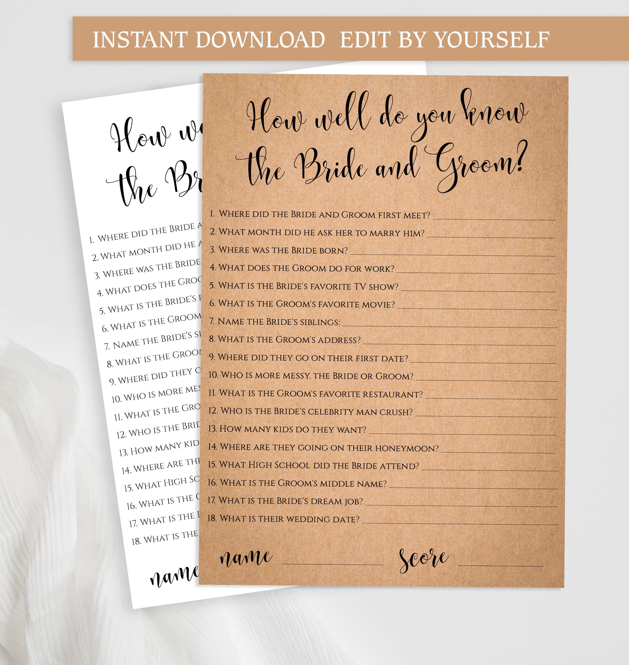 Does the Bride Know her Groom Bridal Shower Games Template Floral