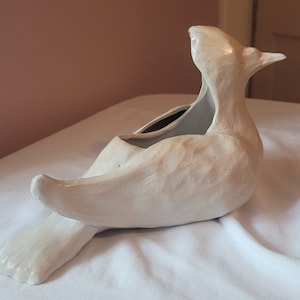 Ceramic pigeon planter sculpture slipcast porcelain handmade: Lilly