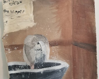 Pigeon drinking at fountain: Walter