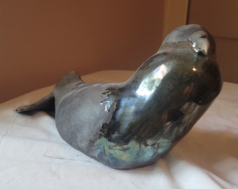 Ceramic pigeon sculpture handbuilt Raku: Reeses