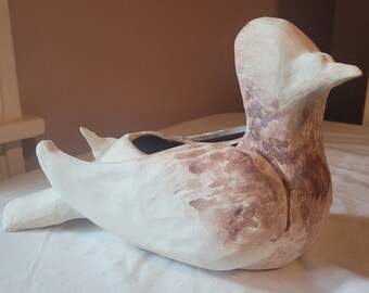Ceramic pigeon planter sculpture slipcast porcelain handmade: Liz