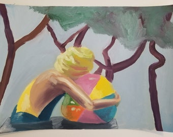 Swimming girl in garden