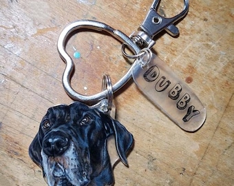 Vegan Custom Handcolored Pet Portrait Keychain: Resin Charm, Personalized Memorial Gift
