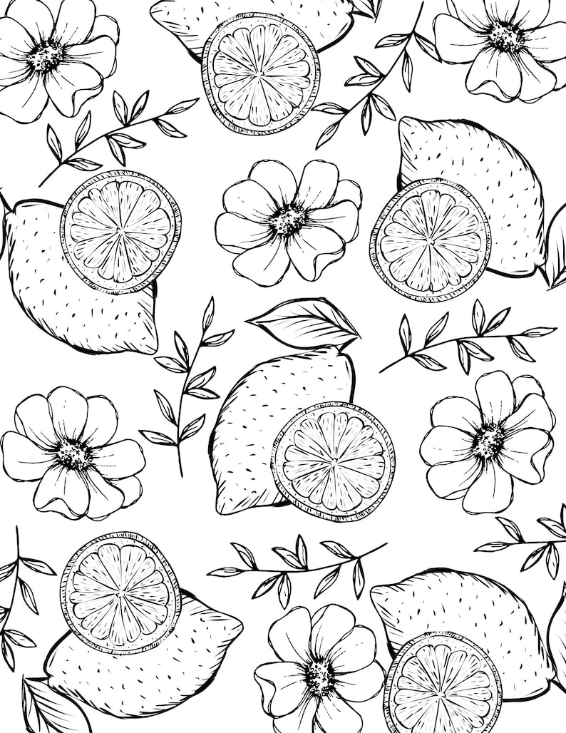 Printable Lemon Coloring Pages- Lemon Coloring/ Adult Coloring Pages ...