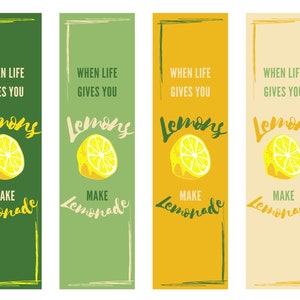 Printable Lemon Bookmarks - lemon/ printable/ bookmark/ spring/ citrus/ party favors/ book circle