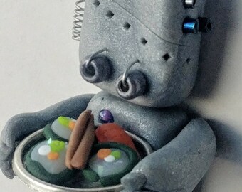 sushi polymer clay robot ornament