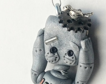 oh my polymer clay steampunk robot ornament