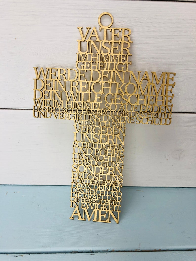 Our Father Cross, wooden cross, cross, wooden cross, gift, baptism, confirmation, communion, wall decoration, men's prayer, Easter, Christmas image 4