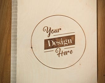 Wooden folder, A4 folder, folder, wooden cover, laser engraving, laser cut folder, wooden folder, living hinge; herbarium