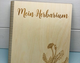 Herbarium, herbal guide, wooden folder, DinA4 folder, wooden folder, wooden envelope, wooden gift