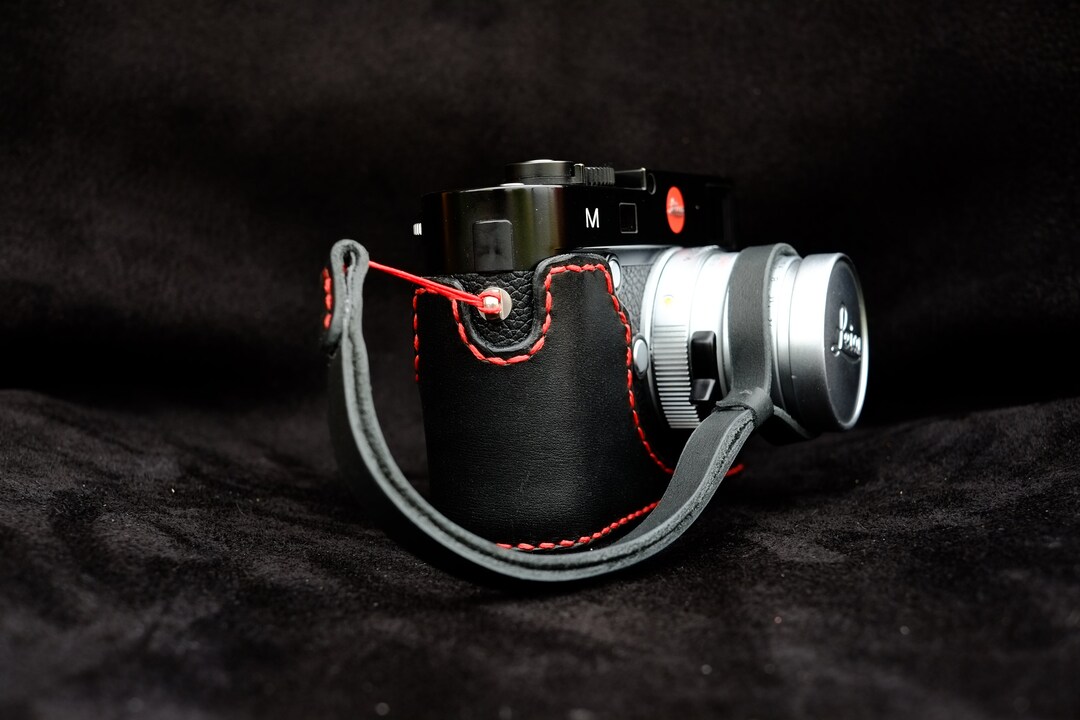 Real Pull-Up Waxed Leather Camera Strap - Black 15mm Handmade Camera Straps . Buy your