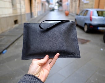 Pochette unisexe en cuir