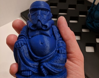 7in 3D Printed Stormtrooper Buddha, Valentine's Day Buddha, Father's Day Gift, Gift, Star Wars, Home Decor, Zen, geek, laughing buddha