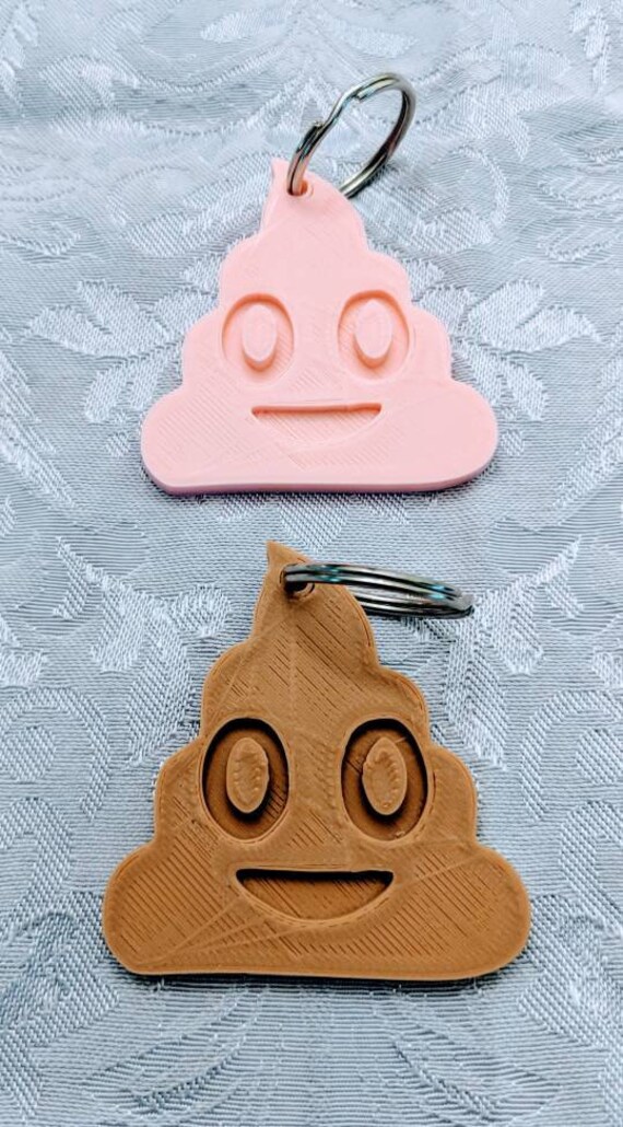 3d Printed Poop Emoji Keychain Or Ornament Zipper Pull Etsy