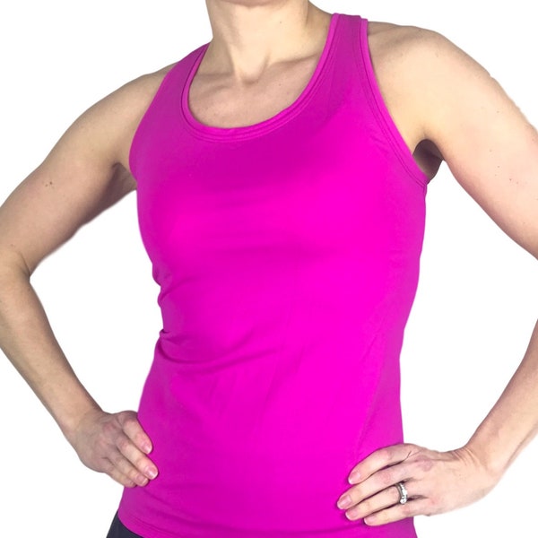 Pink Racerback Athletic Tank, Golf Shirt, Tennis Shirt, Running Shirt or Top, Yoga Top