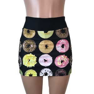 SALE - LARGE ONLY - Donut Print Athletic Slim Skirt w/ built in compression shorts and pocket- tennis skirt, golf skirt, running skirt