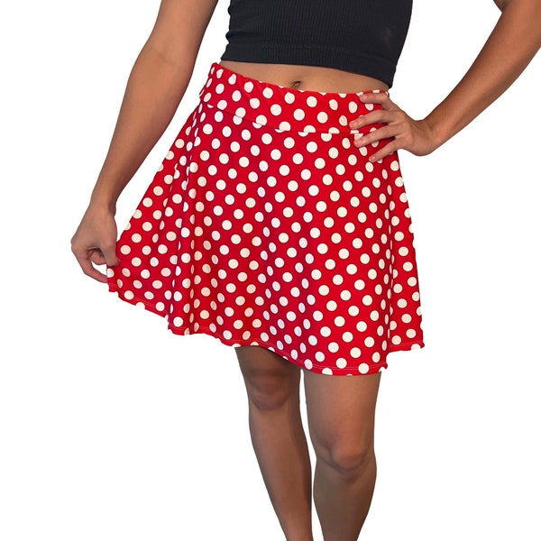 Flare Golf Skort W/Pockets *Red & White Polka Dot Minnie Print* - Tennis, Running, Golf Skirt