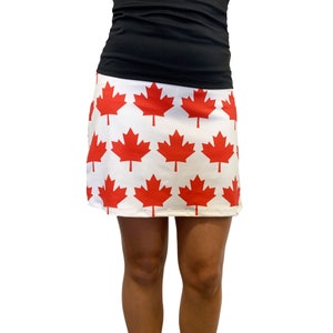 Canadian Flag Print Athletic Slim Golf Skort w/ pocket- Golf Skirt Oh Canada