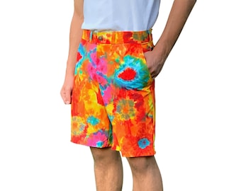 SALE - 32 or 34 ONLY - Tie Dye Print Men's Golf Shorts
