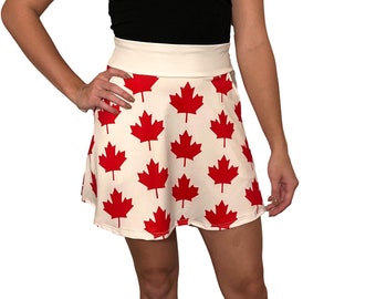 A-Line Skirt w/Optional Pockets - *Canadian Flag Maple Leaf* - Tennis, Running, Golf Skirt