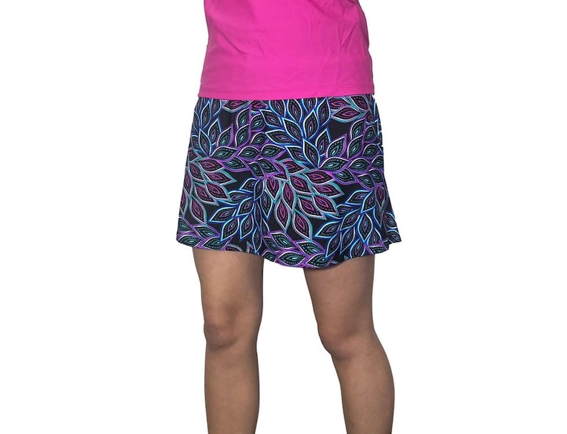 Peacock Printed Athletic Flutter Golf, Running, Tennis Skort w/ pockets- Golf Skirt image 2