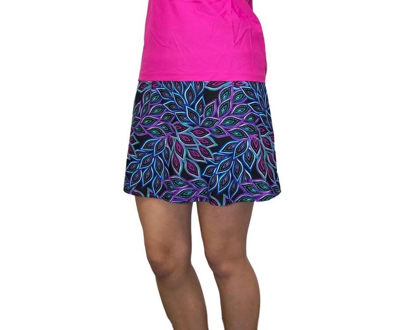 Peacock Printed Athletic Flutter Golf, Running, Tennis Skort w/ pockets- Golf Skirt image 4