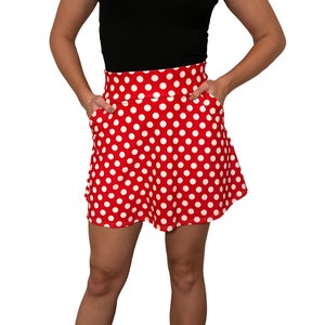 A-Line Skirt w/Optional Pockets - *Red & White Polka Dot Minnie Print* - Tennis, Running, Golf Skirt image 3