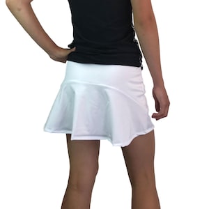 White Athletic Flutter Golf, Running, Tennis Skort w/ pockets- Golf Skirt